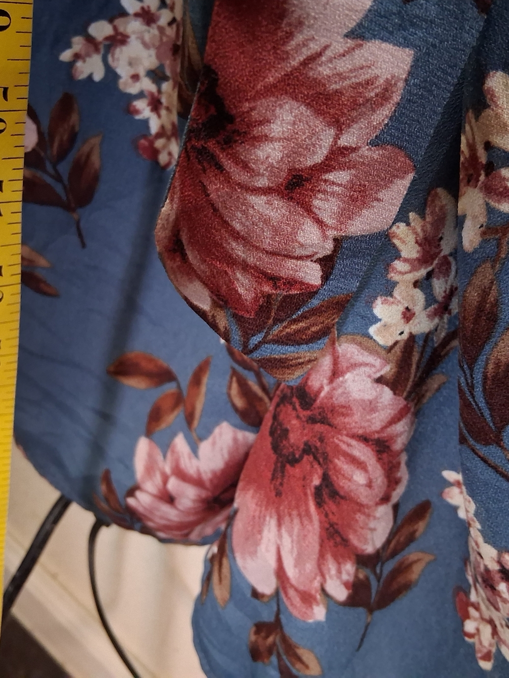 Xhilaration JUMPSUIT Blue Floral with Tie Belt Size XL - Picture 4 of 8